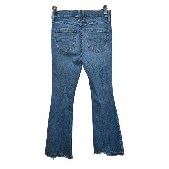 Abercrombie & Fitch Womens Flared Distressed Jeans W29 Blue Denim High Rise Inse - Picture 2 of 7